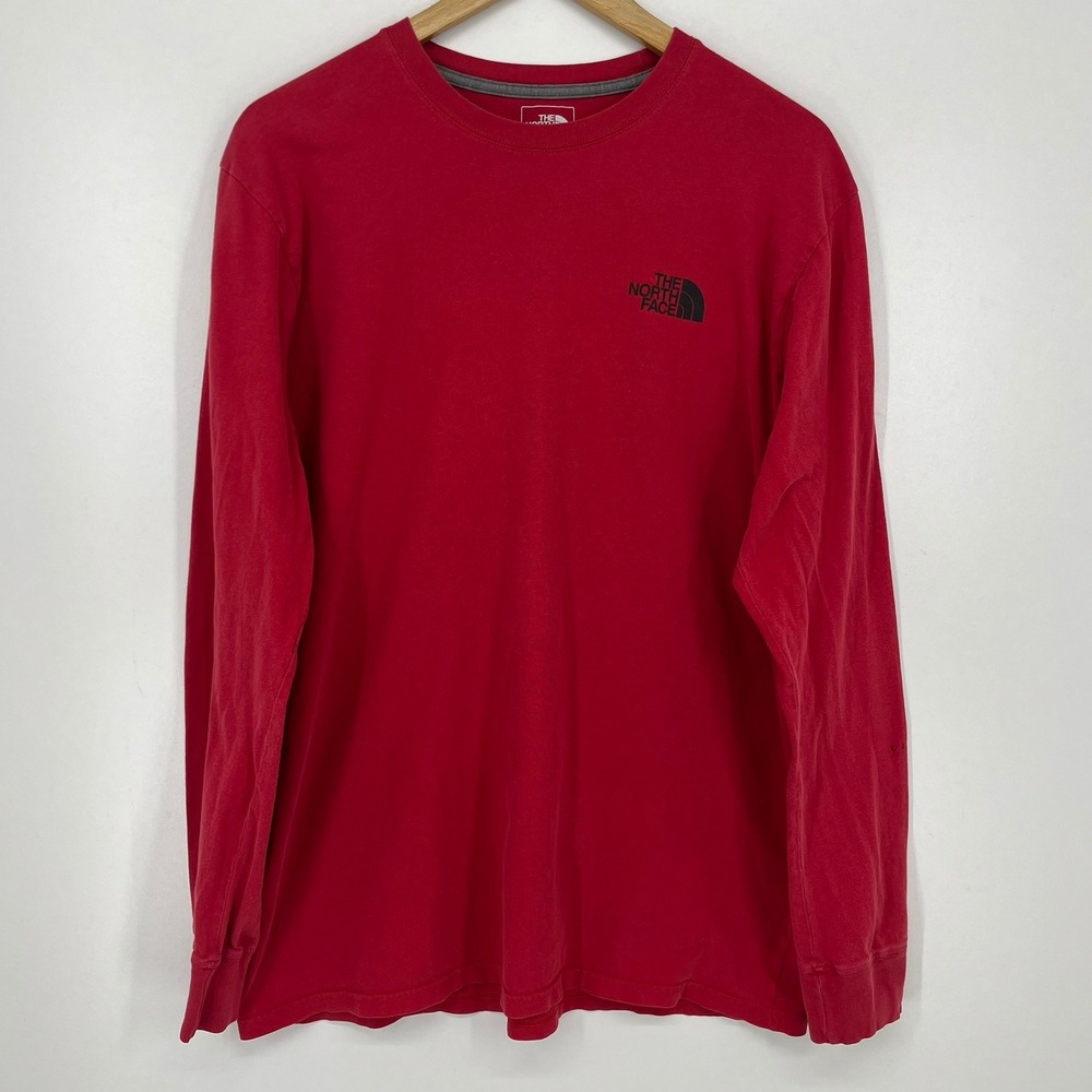 The North Face Mens Red‎ Long Sleeve Graphic T-Shirt Classic Fit Large
